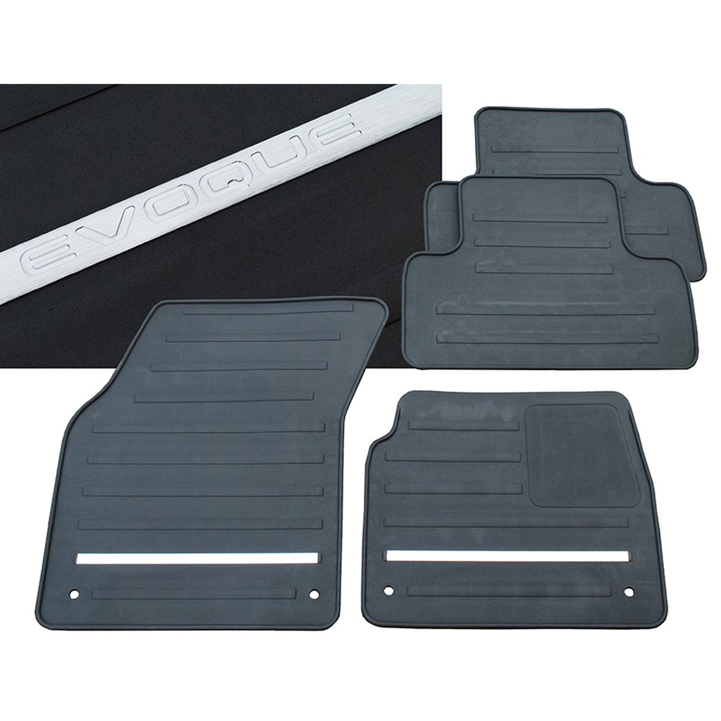 Rubber Mat Set Black RHD Range Rover Evoque Pre 2019 Front and Rear Contour Set  LR045096