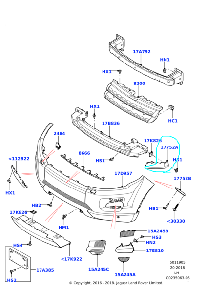 Front Bumper Mounting Bracket, LH - Range Rover Evoque L538 (LR036193)