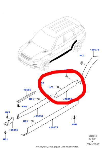 Range Rover Sport L494 side moulding LR125991