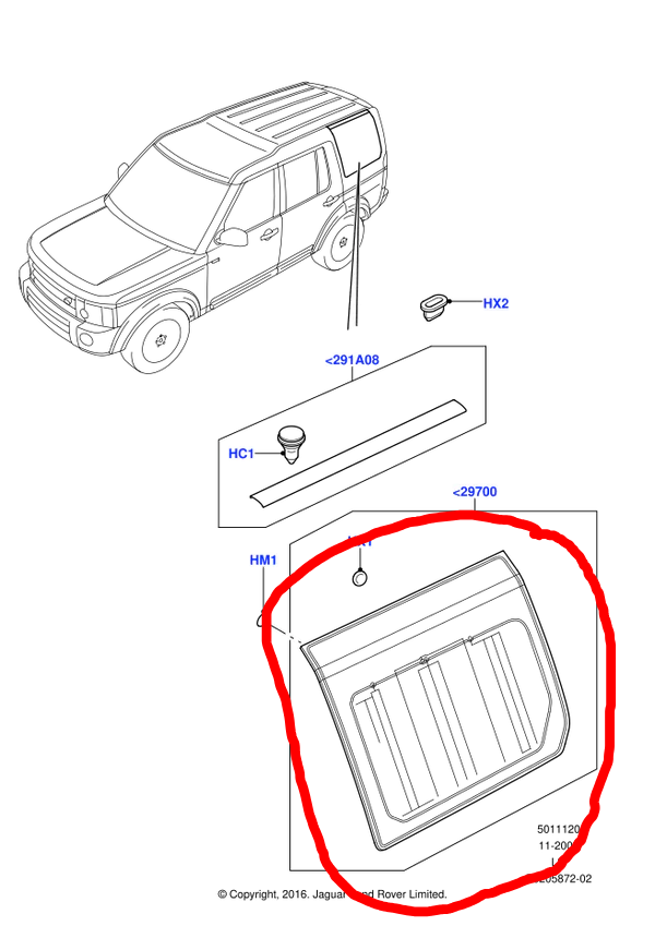 LR3 and LR4 left rear quarter glass lr039054