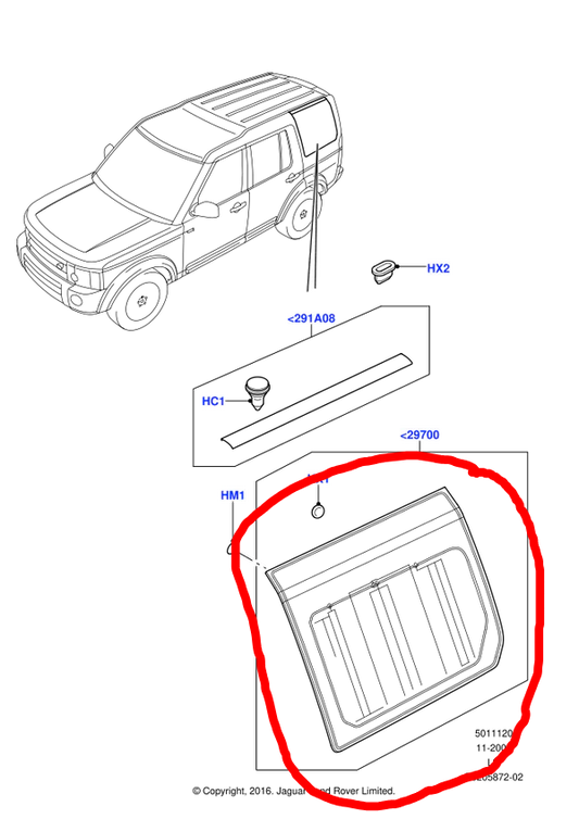 LR3 and LR4 left rear quarter glass lr039054